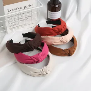 Korean style suede knotted headbands, trendy wide hair hoops for women and daily fashion.