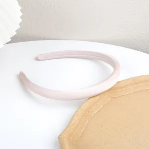 Elegant pink satin thin hair band, stylish French design for daily casual and face washing.