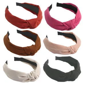 Suede knotted hair hoop for women, stylish cross headband for daily wear and fashion.