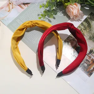 Cerchietto alto a corona in tinta unita retro accessori per capelli in tessuto donna.