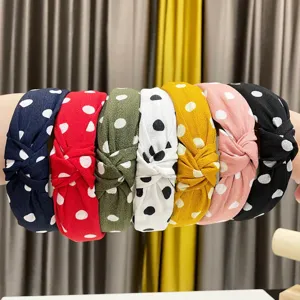 Multi-color polka dot knotted headband set for women, stylish hair accessories daily.