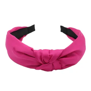 Koreanischer Stil einfarbig Stoff breites Stirnband, modischer Knoten Haarreif für Damen.