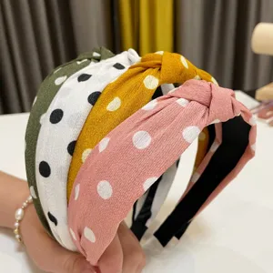 Vintage polka dot knotted headband for women fashion hair accessories daily wear style