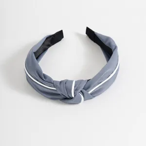 Korean style fabric knotted headband with white piping wide hair hoop for women hair accessories