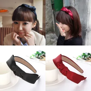 Satin Cross Knot Headband Women Simple Solid Color Wide Hair Hoop Daily Hair Accessories