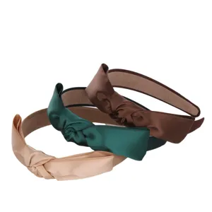 Satin knotted headband for women, elegant solid color hair hoop daily casual hair accessory