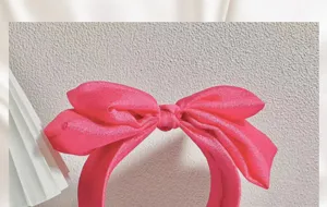 Bubble gauze bow headband sweet hair hoop wide brim cute hair accessories detail close-up