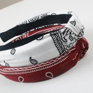 Serre-tête large en tissu fait main de style européen avec motif cachemire classique mode