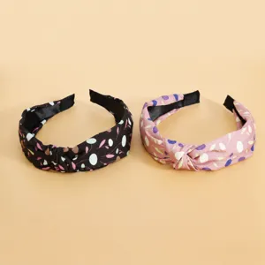 Stof bedrukte strik haarband, brede retro haarhoofdband voor vrouwen dagelijkse stijl details.