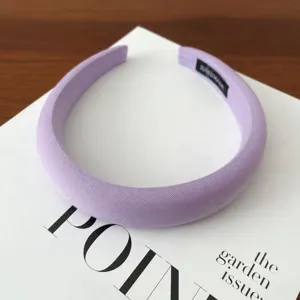 Lavender wide padded headband for women, soft fabric hair hoop for daily fashion styling.