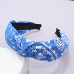 Blaues Paisley Stirnband für Damen, stilvoller knotenstoff Haarreif, vintage retro Haarschmuck.