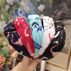 Knot headband fabric wide hair hoop fashion floral hair accessories for women detail view