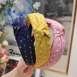 Retro Korean fabric knotted headband set, wide brim fashion hair hoop for women and daily wear