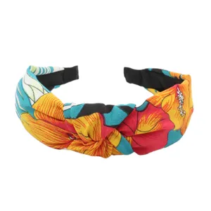Women vintage floral knotted headband wide brim fabric hair hoop cute fashion hair accessories