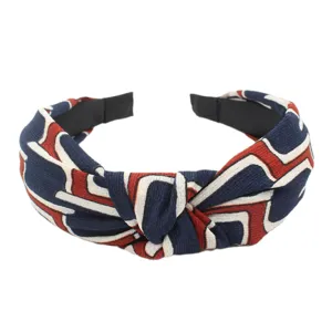 Retro Geometric Knotted Fabric Headband Wide Hair Band Fashion Women Hair Accessory Daily