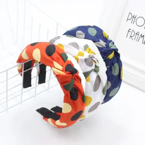 Korean style wide cloth polka dot knotted hairband for women fashion cute hair accessories