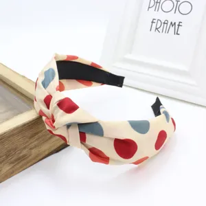 Korean style wide fabric cross knotted headband polka dot hair hoop fashion hair accessories