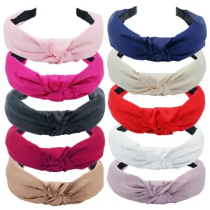 Einfarbig Stoff Knoten Haharf Koreanischer Stil breites Haarband Damen Haarschmuck
