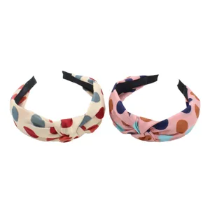 Two Korean style wide cloth cross knotted headbands for women hair accessories.