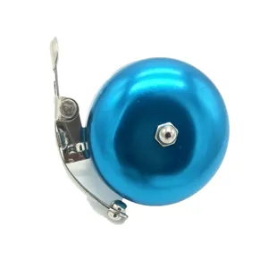 Blue aluminum bicycle bell with mounting bracket for mountain road bikes safety cycling gear accessories