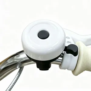 Classic white bicycle bell loud ring crisp sound handle mount mountain bike accessory