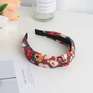 Sweet floral hair hoop women vintage knotted fabric headband cute hair accessory fashion new