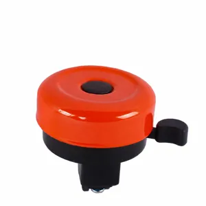 Orange bicycle bell for 2.2cm handlebars, loud ring sound mountain bike horn accessory.