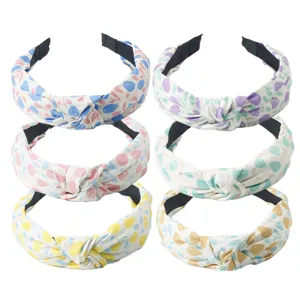 Sweet Floral Fabric Headband Knotted Hair Hoop Cute Botanical Printed Hair Accessories For Women Daily Casual Hairwear