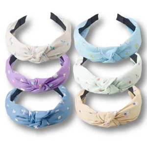 Ins Style Floral Fabric Headband Sweet Cross Knotted Hair Hoop Casual Daily Hair Accessories For Women