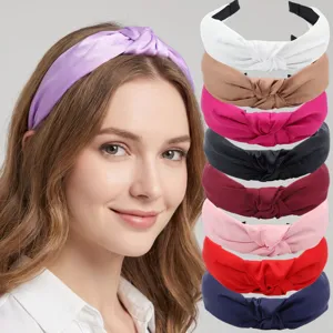 Koreanischer Stil Einfarbig Stoff Haarreif Damen Breiter Rand Kreuz Geknoteter Haarreif Elegantes Alltägliches Haarschmuck