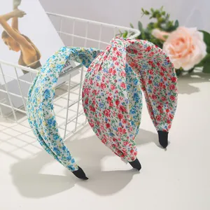 Floral Print Cross Knot Wide Fabric Headband Fashion Hair Accessories For Women Daily Casual Headwear