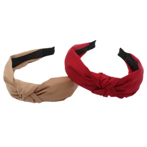 Solid color knotted headband, wide fabric hair hoop, stylish daily hair accessories for women.