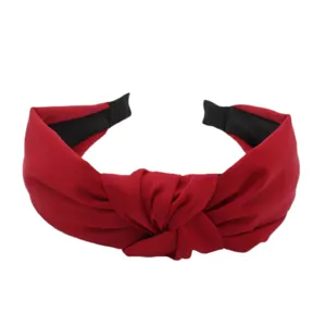 Red wide headband for women stylish knotted hair hoop solid color cute daily hair accessories