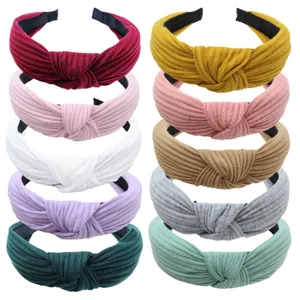 Knitted Fabric Cross Knotted Wide Headband Solid Color Casual Hair Hoop Makeup Daily Hair Accessories For Women