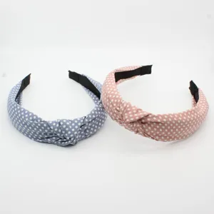 Stylish polka dot knotted headbands for women, sweet fabric wide hair hoops main view