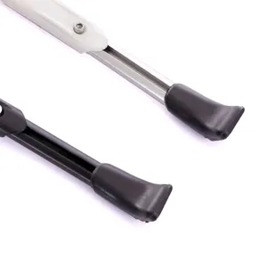 Aluminum alloy bicycle kickstand detail shot, durable side support for mountain bikes.