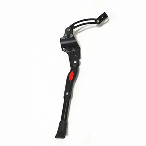 Vista dettagliata cavalletto bici regolabile, robusto supporto in metallo per mountain bike e pieghevoli.