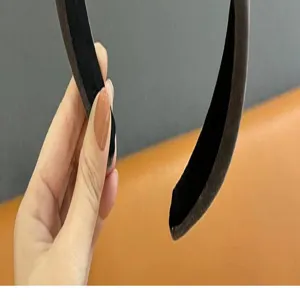 Detailed view of black velvet headband, high crown sponge wide hair hoop for women and girls.