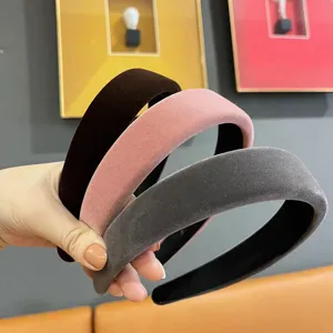 Retro French velvet headband sponge high cranial top wide brim hair accessories for women