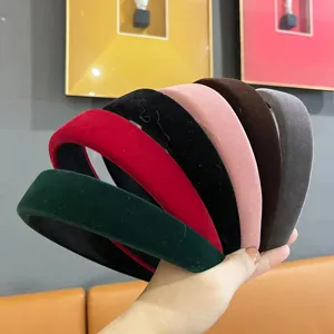 Retro French velvet headband wide sponge hair hoop elegant autumn winter hair accessories