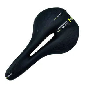 Hollow mountain bike saddle detail, comfortable thickened memory foam cycling seat cushion.