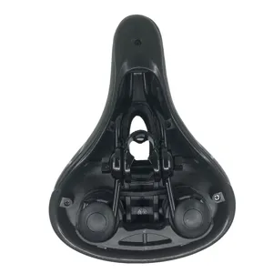 Details of comfortable bicycle saddle bottom view with double springs and clamp for extra support.