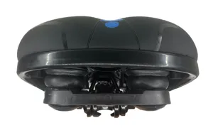 Detailed close-up view of the thickened silicone bicycle saddle showing dual spring suspension.