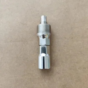 Bicycle crank puller tool detail shot, metal bicycle repair tool for crankset maintenance.