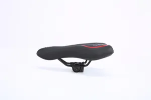 Comfortable thick bike saddle detail view, soft shock-absorbing universal bicycle seat replacement.