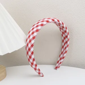 Serre-tête à motif vichy rouge et blanc style préppy mignon pour femmes et filles au quotidien.