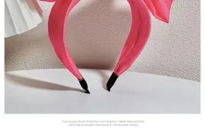 Pink bubble gauze bow headband for women, sweet and cute hair accessory for daily wear style.