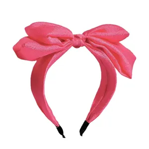 Pink bubble yarn bow headband sweet hair hoop cute hair accessories for daily wear stylish hair styling