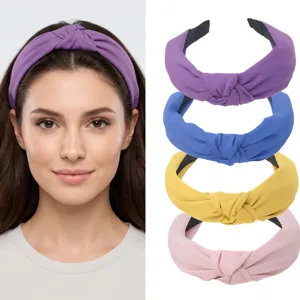 Solid Color Fabric Wide Headband Casual Retro Cross Knotted Hair Hoops Sweet Daily Face Washing Hair Accessories For Women