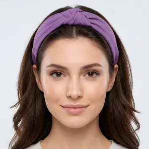 Wide purple knotted headband for women solid color hair accessory casual daily wear chic